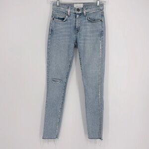 Current/Elliott The Highest Stiletto Distressed Jean Metallic & Raw Hem Size 23